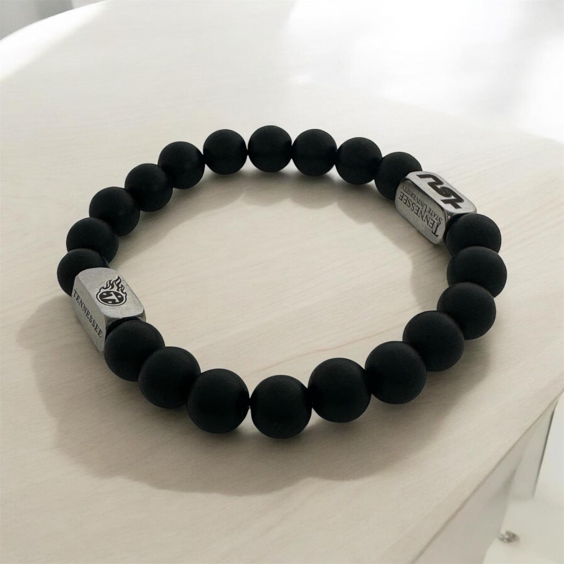 Men’s Sports Team Beaded Bracelet Matte Black