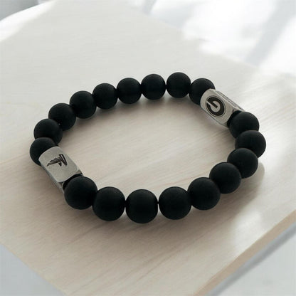 Men’s Sports Team Beaded Bracelet Matte Black