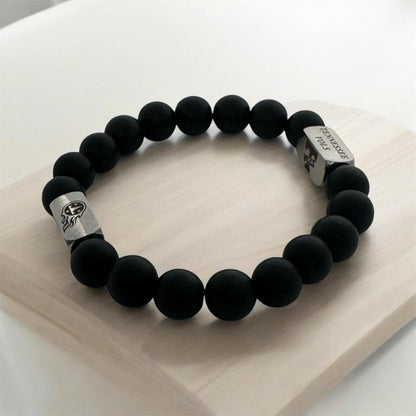 Men’s Sports Team Beaded Bracelet Matte Black