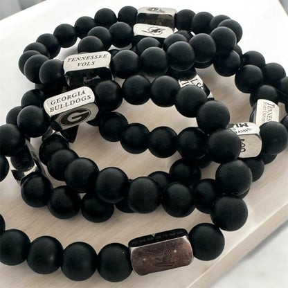 Men’s Sports Team Beaded Bracelet Matte Black