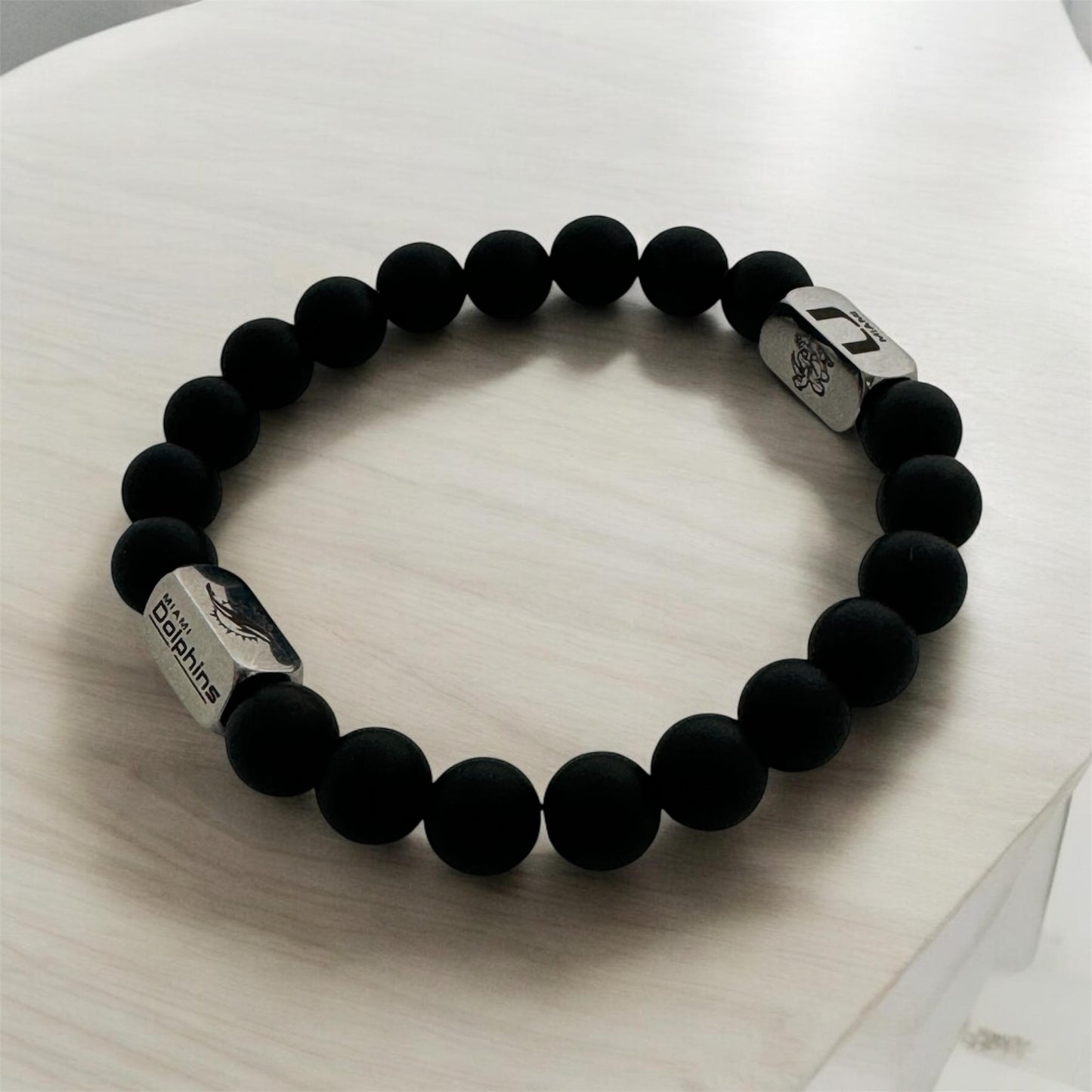 Men’s Sports Team Beaded Bracelet Matte Black