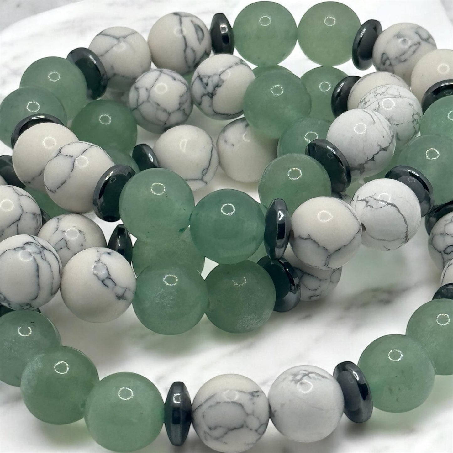 Green Aventurine and Howlite - Peace and Prosperity