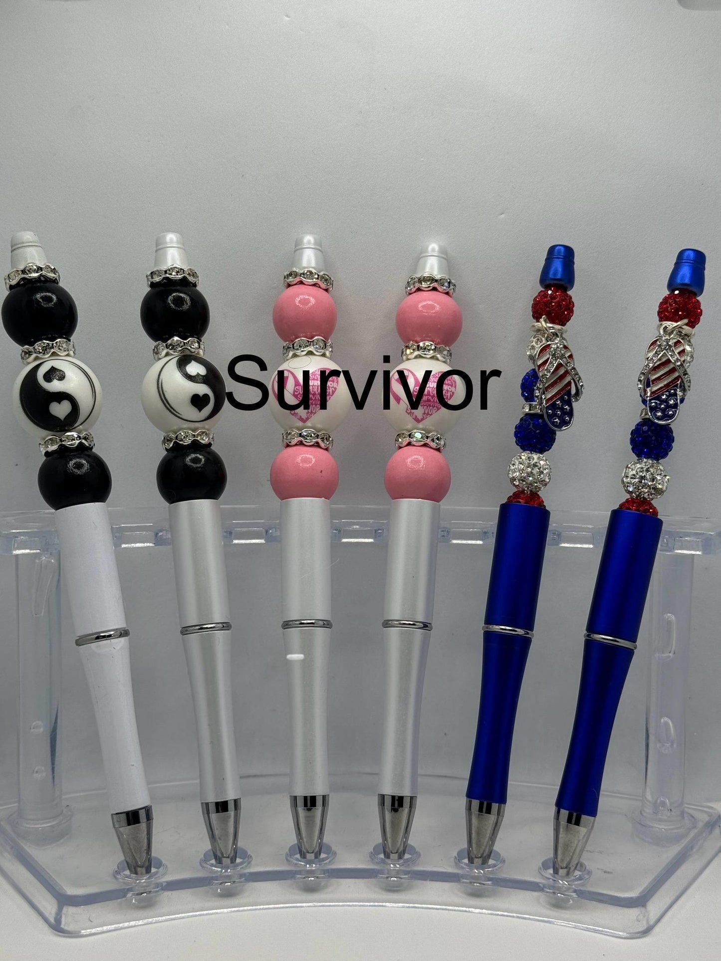 Beaded Pens: Yin Yang, Nurse Life, Awareness, and Patriotic Designs