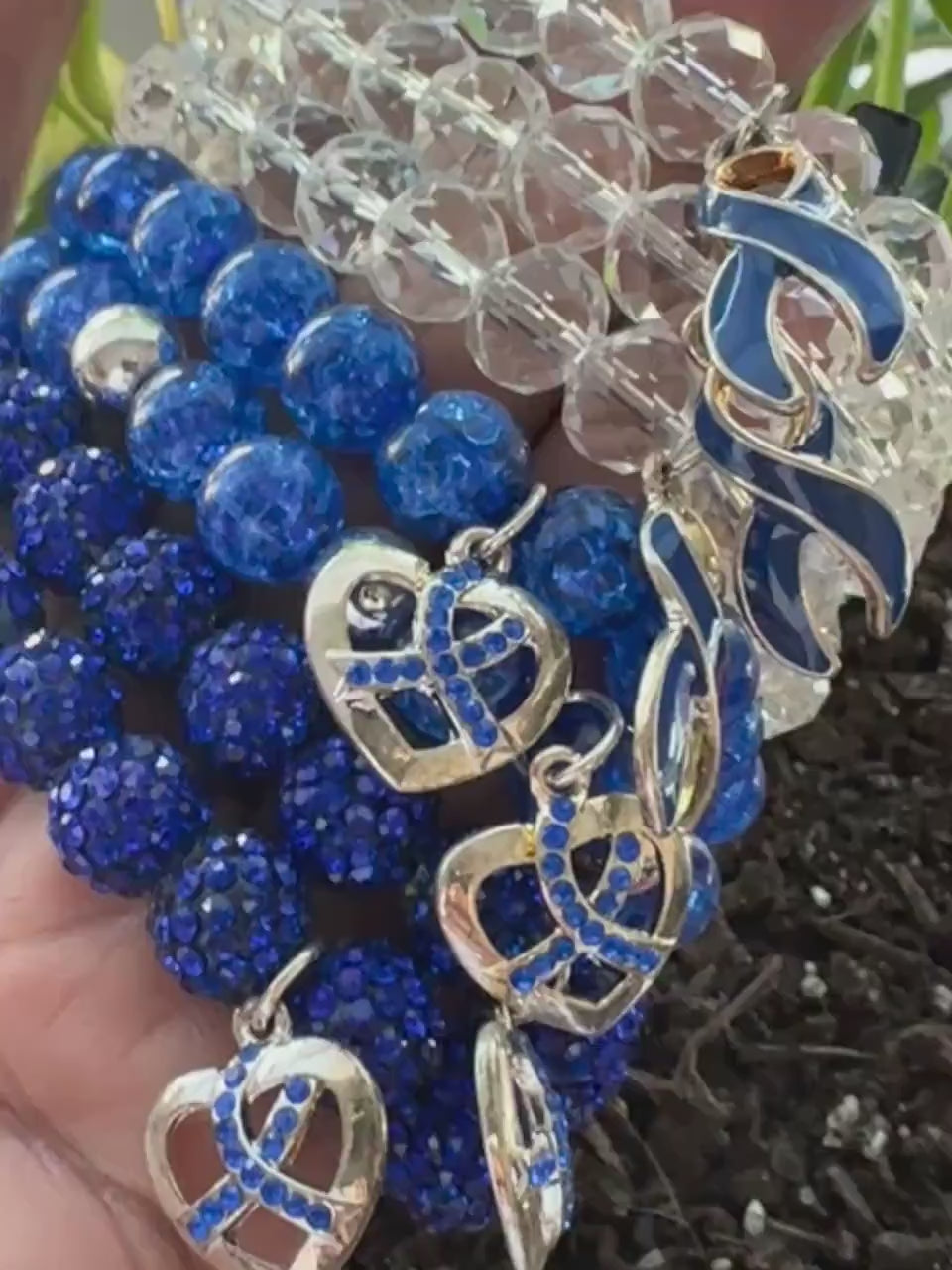 Colon Cancer (awareness)/ Blue Ribbon-Meaningful Gift for Her: Handmade Beaded Bracelet Supporting Survivors