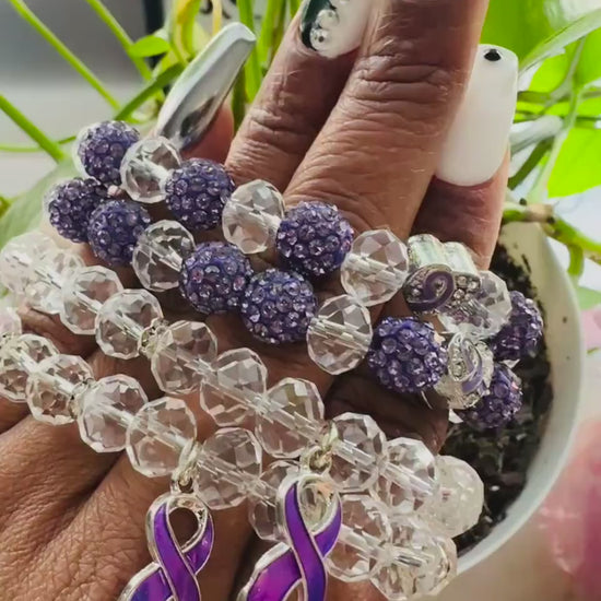 Bling with a Cause: Unique Handmade Statement Bracelet for Lupus, Pancreatic Cancer, and Fibromyalgia Warriors