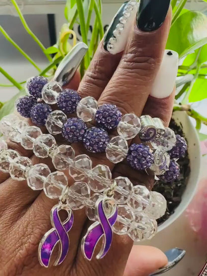 Bling with a Cause: Unique Handmade Statement Bracelet for Lupus, Pancreatic Cancer, and Fibromyalgia Warriors