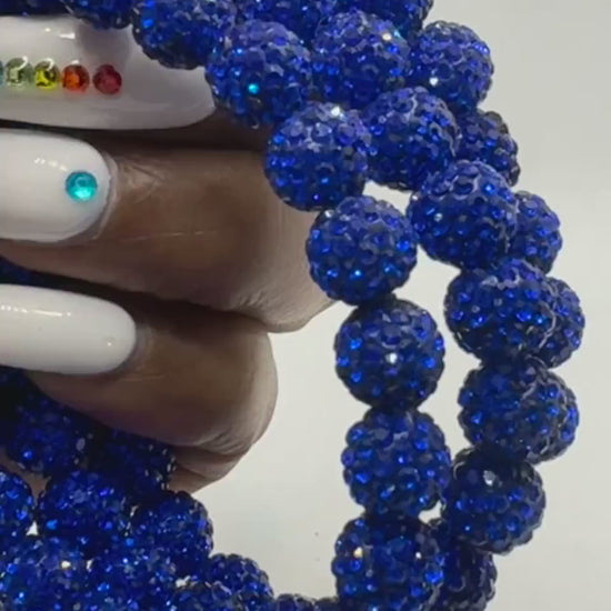 Viral Blue Sparkle Bracelet | Handmade 10mm Rhinestone Beads