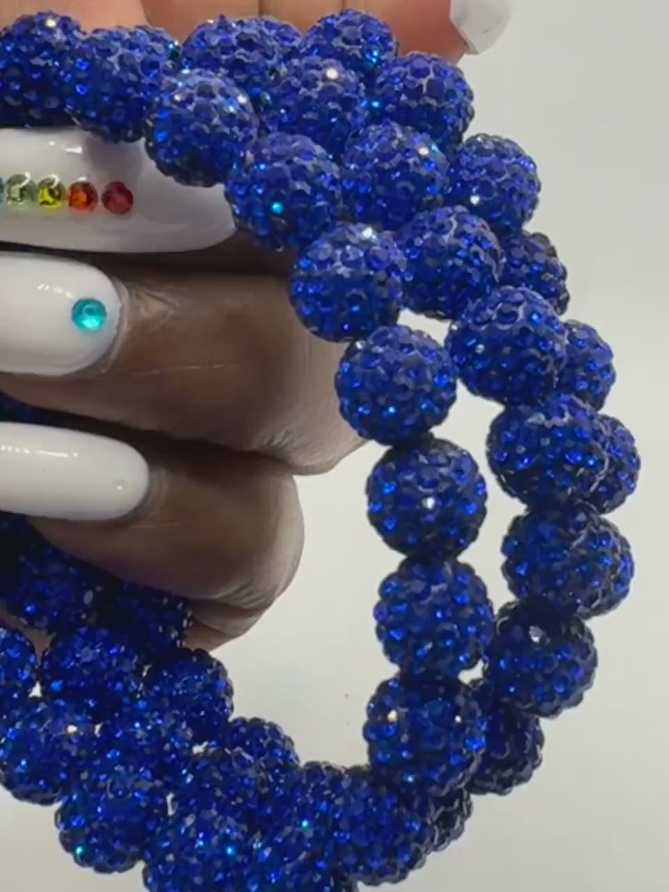 Viral Blue Sparkle Bracelet | Handmade 10mm Rhinestone Beads